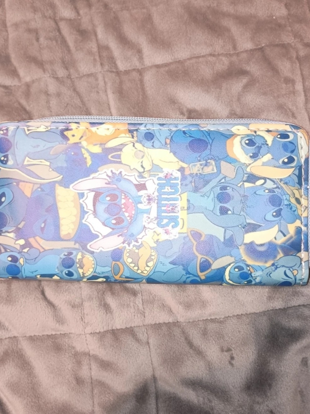 Stitch Themed Kids Blue Wallet - Cartoon Character Zip Purse